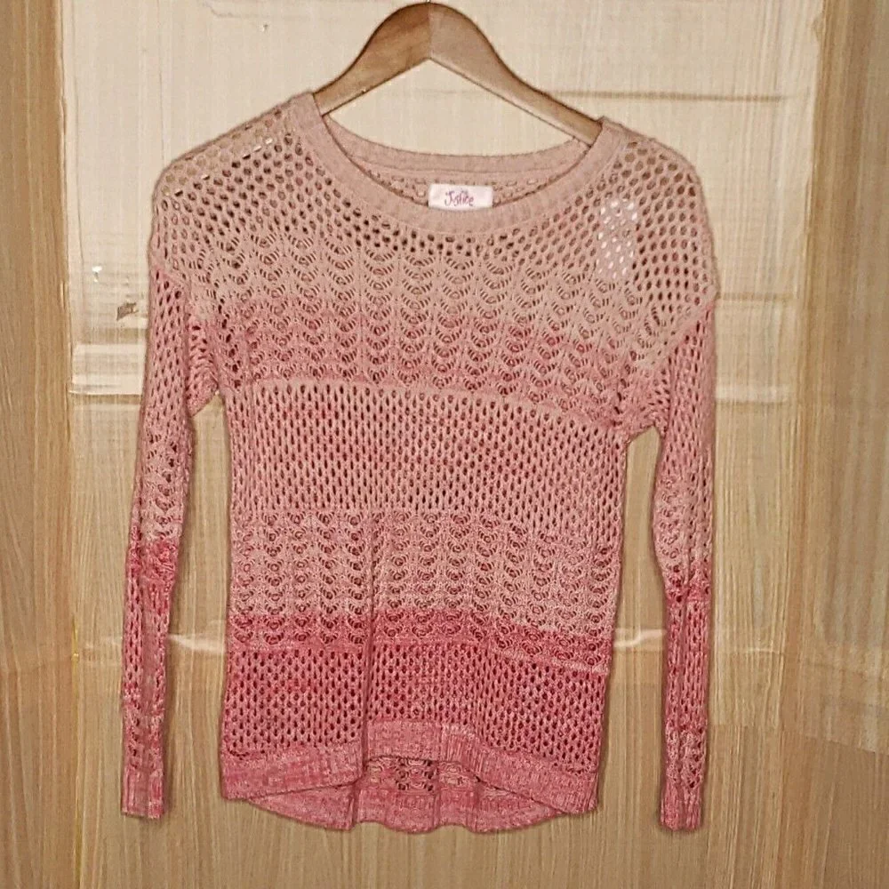 Justice Girls New Pink Ombre Open Knit Sweater 8